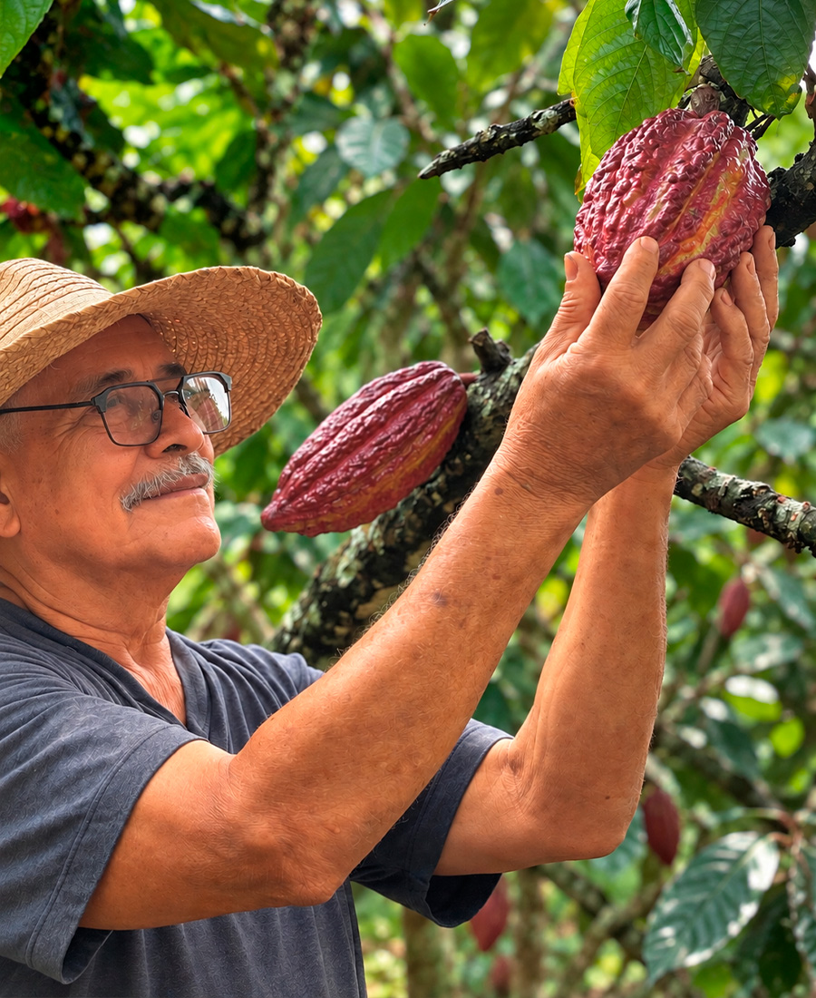 Productor de cacao en su finca